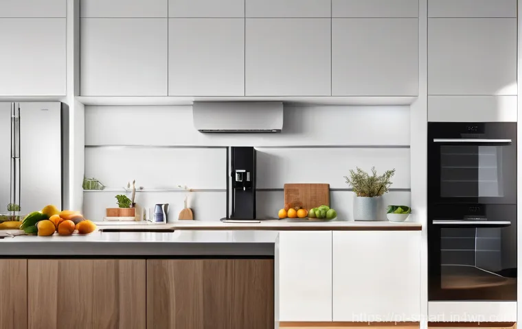 스마트홈으로 생활 편리하게 만드는 법 - **Smart Home Evening Ambiance:** A cozy and modern living room at dusk. Soft, warm, intelligent LED ...