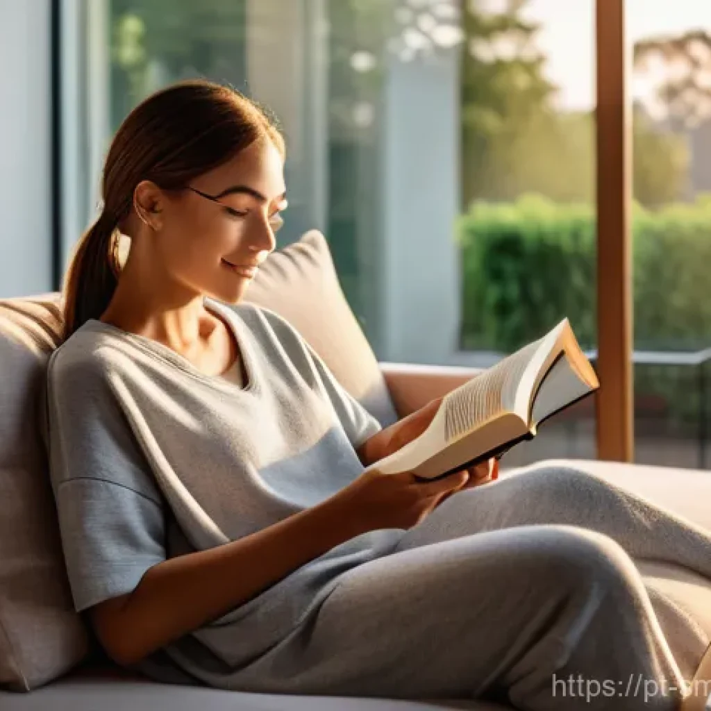 스마트홈에서의 데이터 분석 활용 - **Prompt:** A cozy and inviting living room in a modern smart home. A young woman, dressed in comfor...