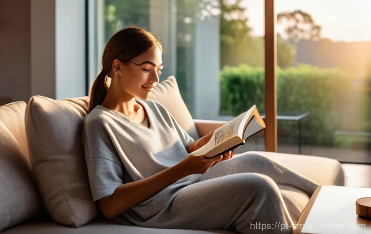 스마트홈에서의 데이터 분석 활용 - **Prompt:** A cozy and inviting living room in a modern smart home. A young woman, dressed in comfor...