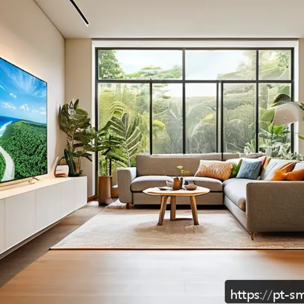 스마트홈과 사용자 인터페이스 디자인 - A modern Brazilian smart home interior showcasing a diverse family of three generations interacting ...