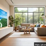Home 18 스마트홈과 사용자 인터페이스 디자인 - A modern Brazilian smart home interior showcasing a diverse family of three generations interacting ...