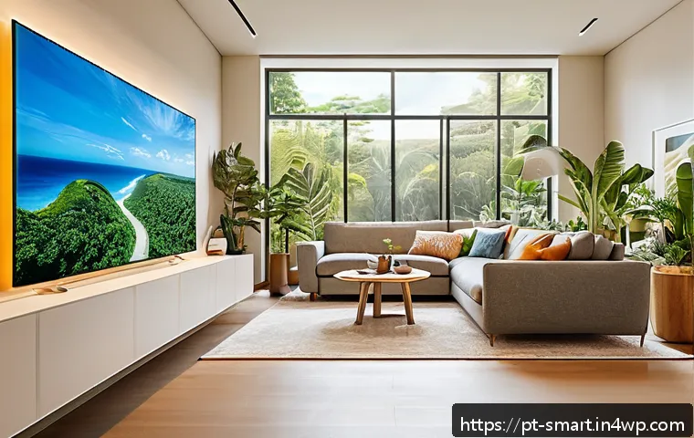 스마트홈과 사용자 인터페이스 디자인 - A modern Brazilian smart home interior showcasing a diverse family of three generations interacting ...